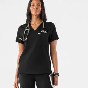 FIGS Catarina One-Pocket Scrub Top Black Size XL